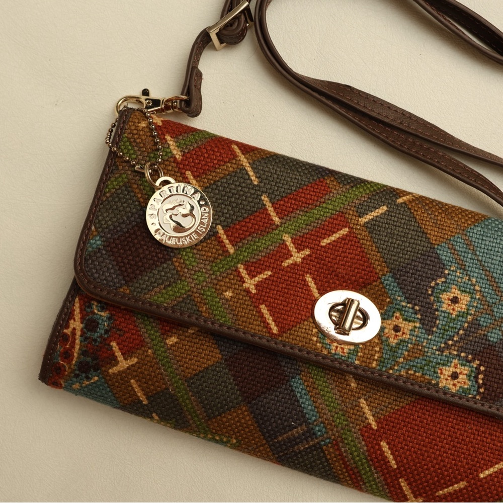 Vintage Spartina 449 Daufuskie Y2K Leather Crossbody Bag w/ Built-in Mirror EUC